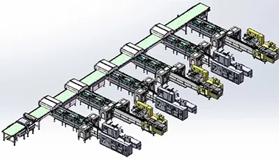 Sistema automático de envasado de obleas rellenas y chocolate